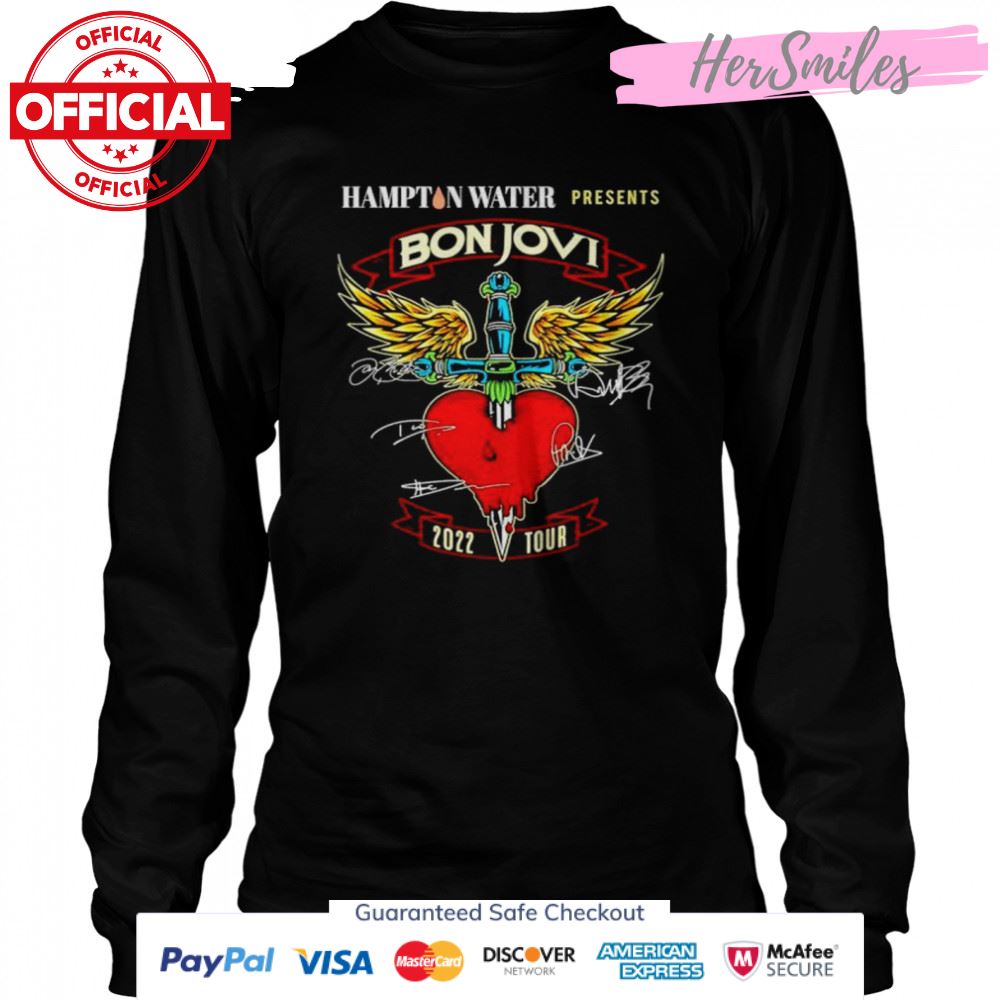 Hampton Water presents Bon Jovi 2022 tour signatures T-shirt