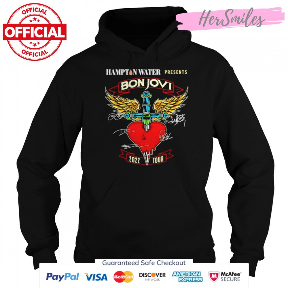 Hampton Water presents Bon Jovi 2022 tour signatures T-shirt Hampton Water presents Bon Jovi 2022 tour signatures T-shirt