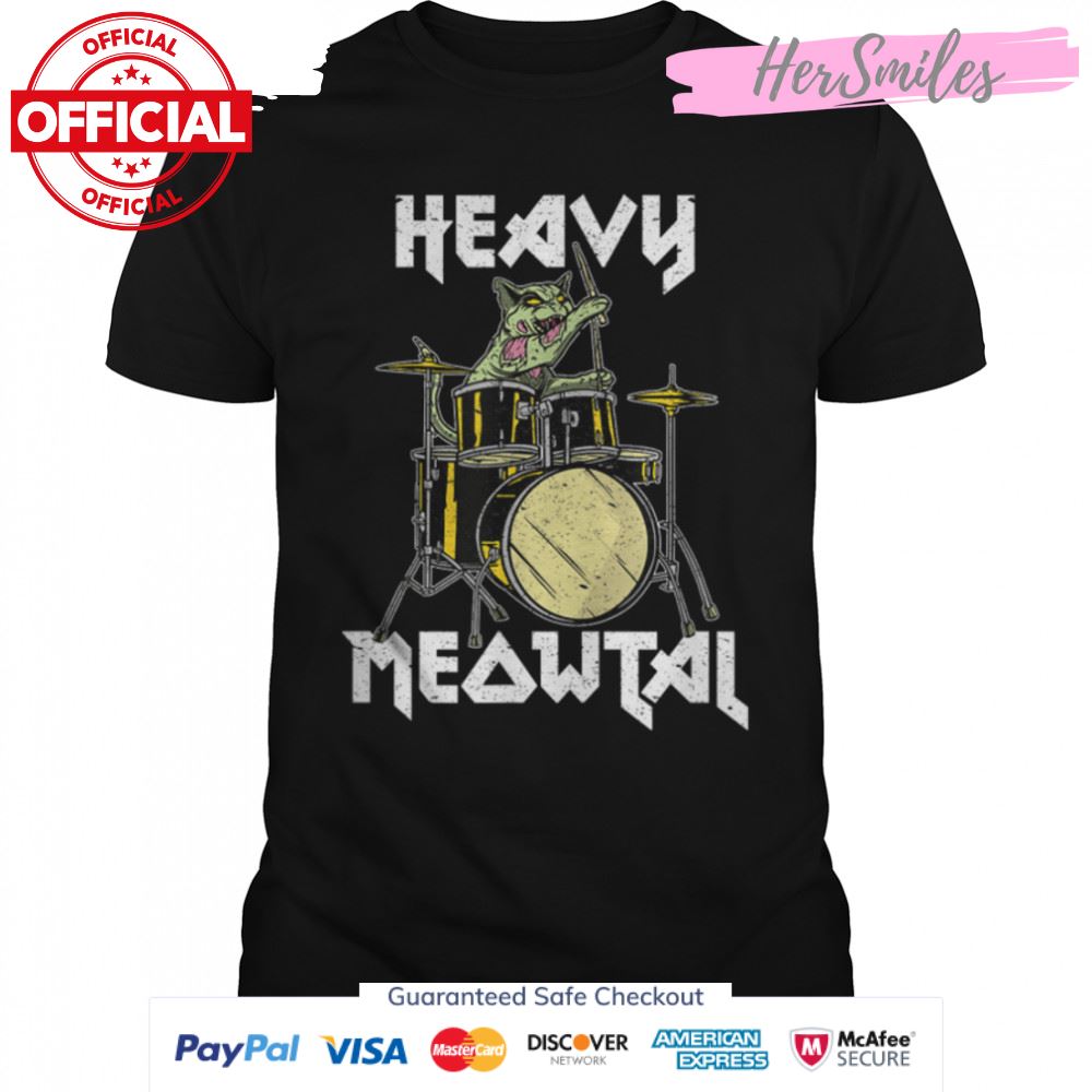 Heavy Meowtal Funny Death Metal Halloween Zombie Cat T-Shirt