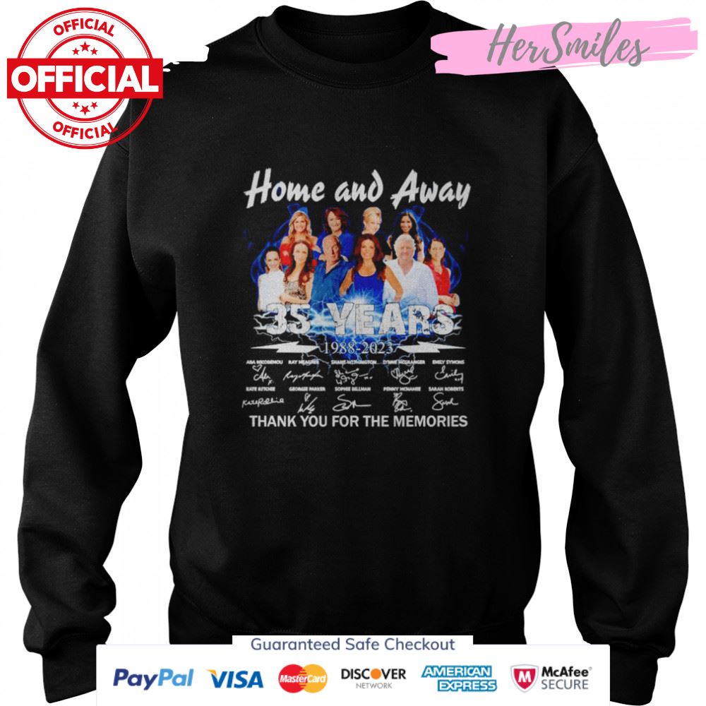 Home and Away 35 years 1988 2023 signatures thank you for the memories nice shirt