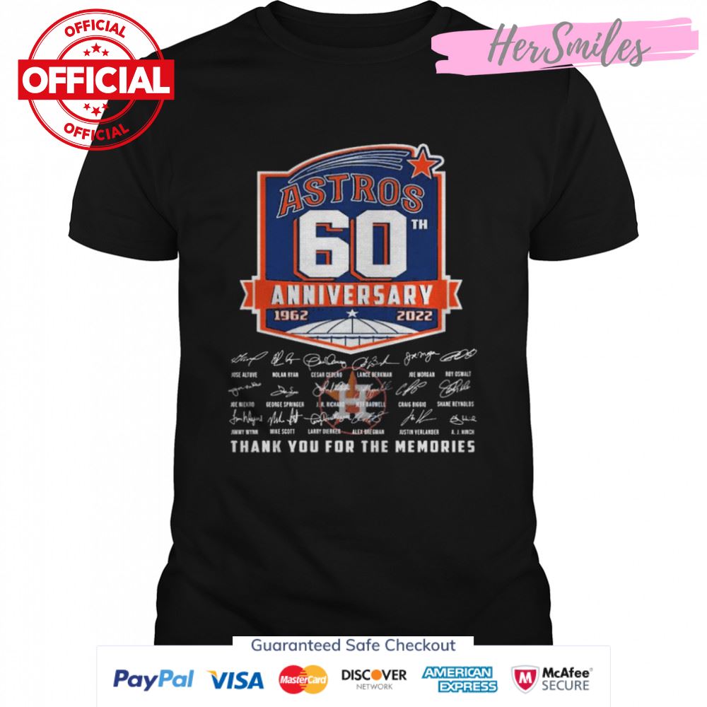 Houston Astros Logo 60th Anniversary 1962-2022 Signatures Thank You For The Memories Shirt