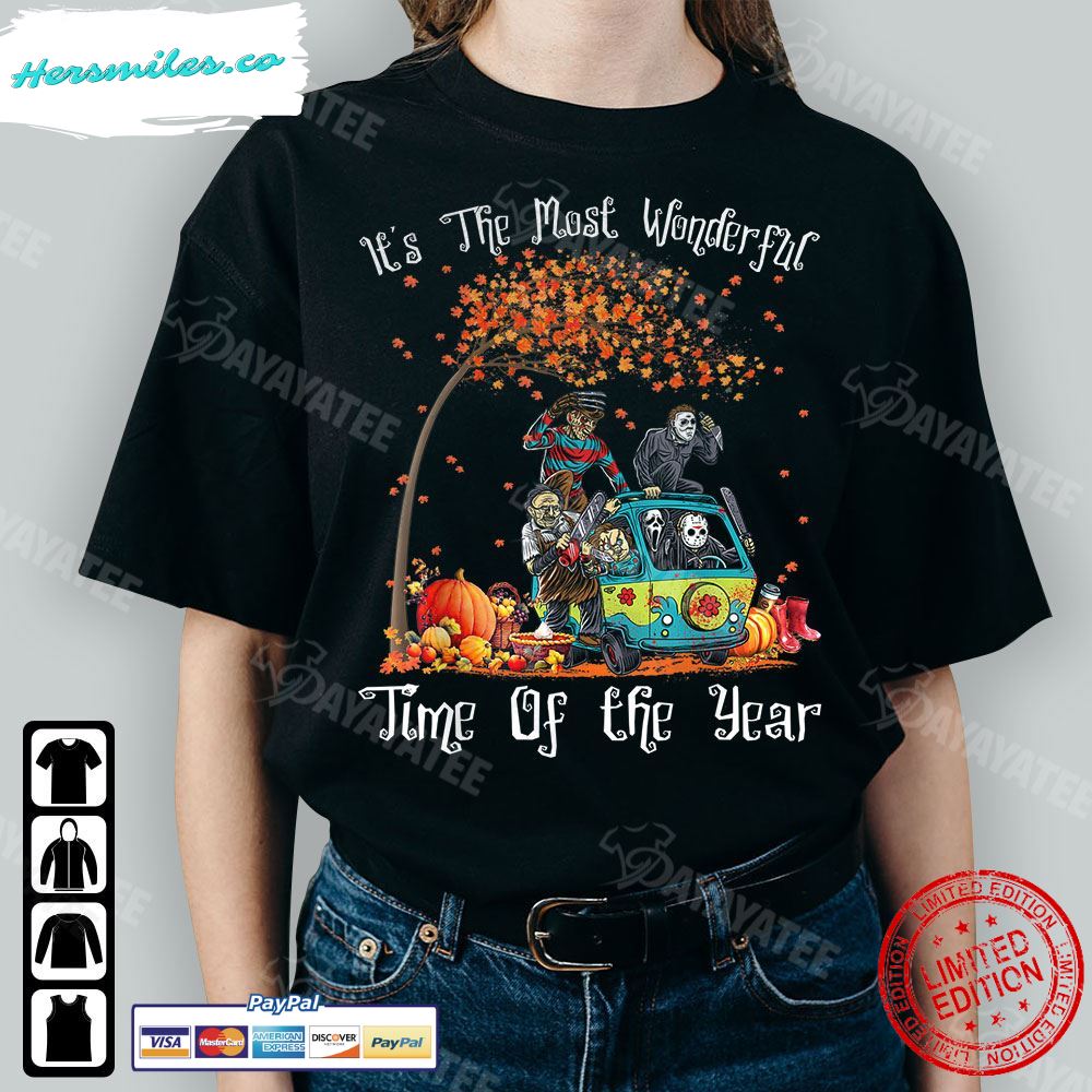 It'S The Most Wonderful Time Of The Year Shirt Horror Halloween Bus T-Shirt