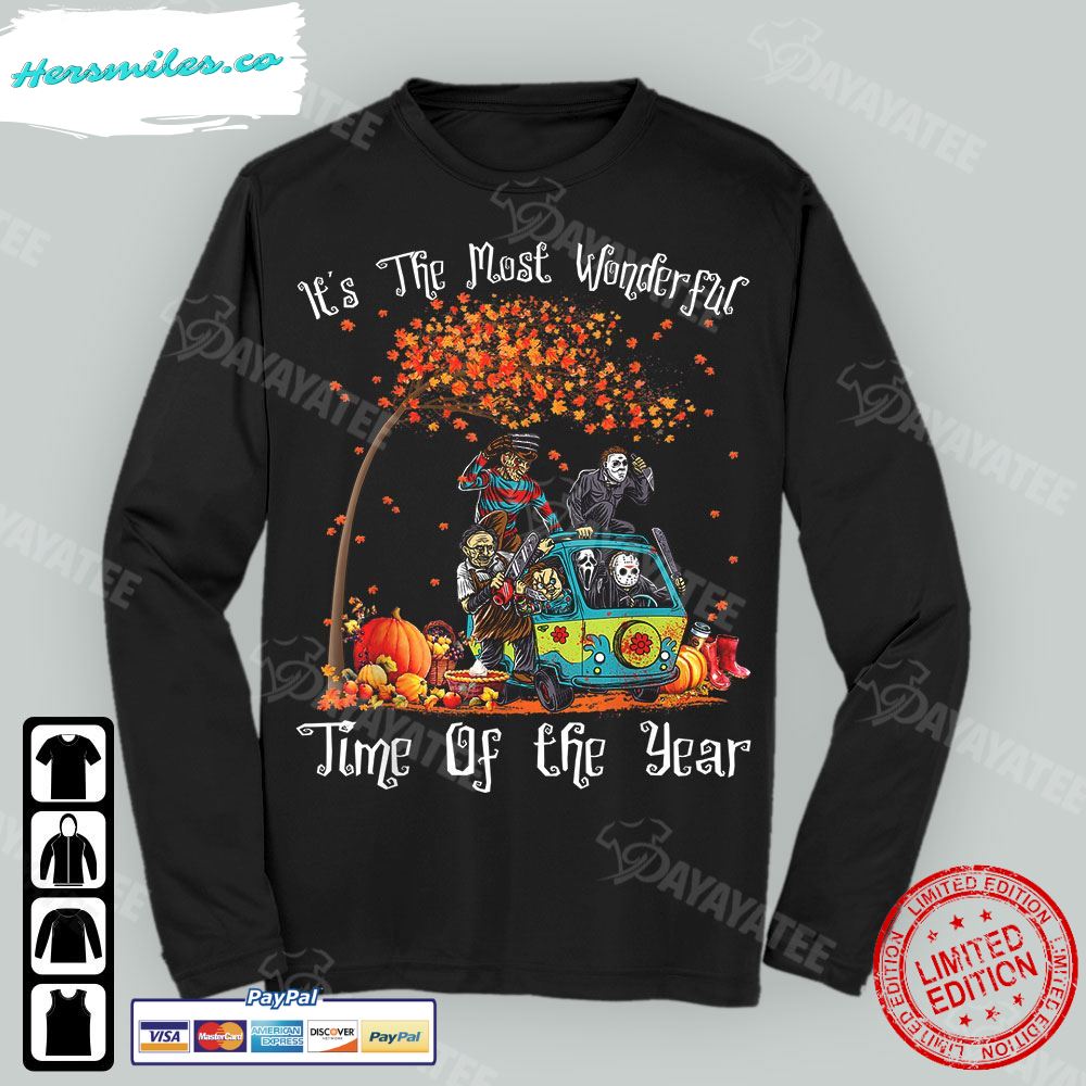 It'S The Most Wonderful Time Of The Year Shirt Horror Halloween Bus T-Shirt