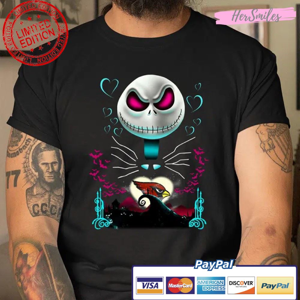 Jack Skellington Sally The Nightmare Before Christmas NFL Arizona Cardinals T Shirt