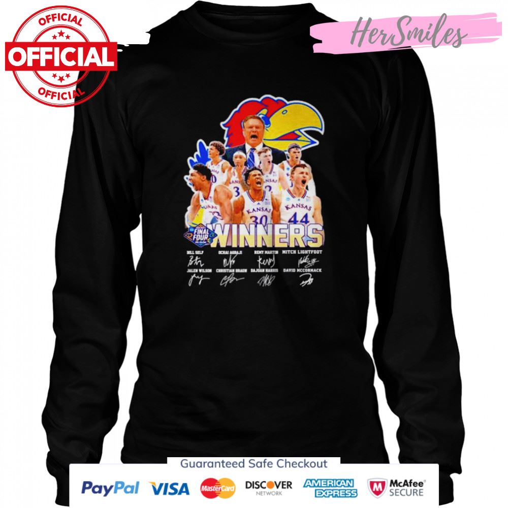 Kansas Jayhawks Winners 2022 NCAA Men’s Basketball Final Four Champion signatures shirt