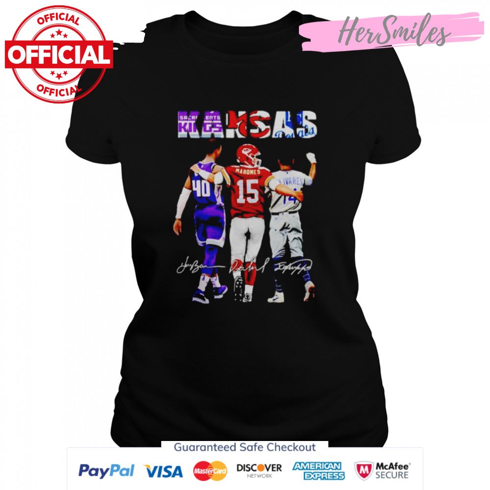Kansas Sports Teams Harrison Barnes Patrick Mahomes Edward Olivares signatures shirt