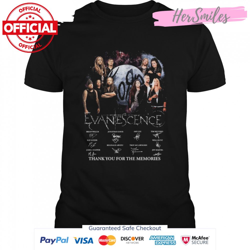 Korn And Evanescence Signatures Thank You For The Memories Shirt