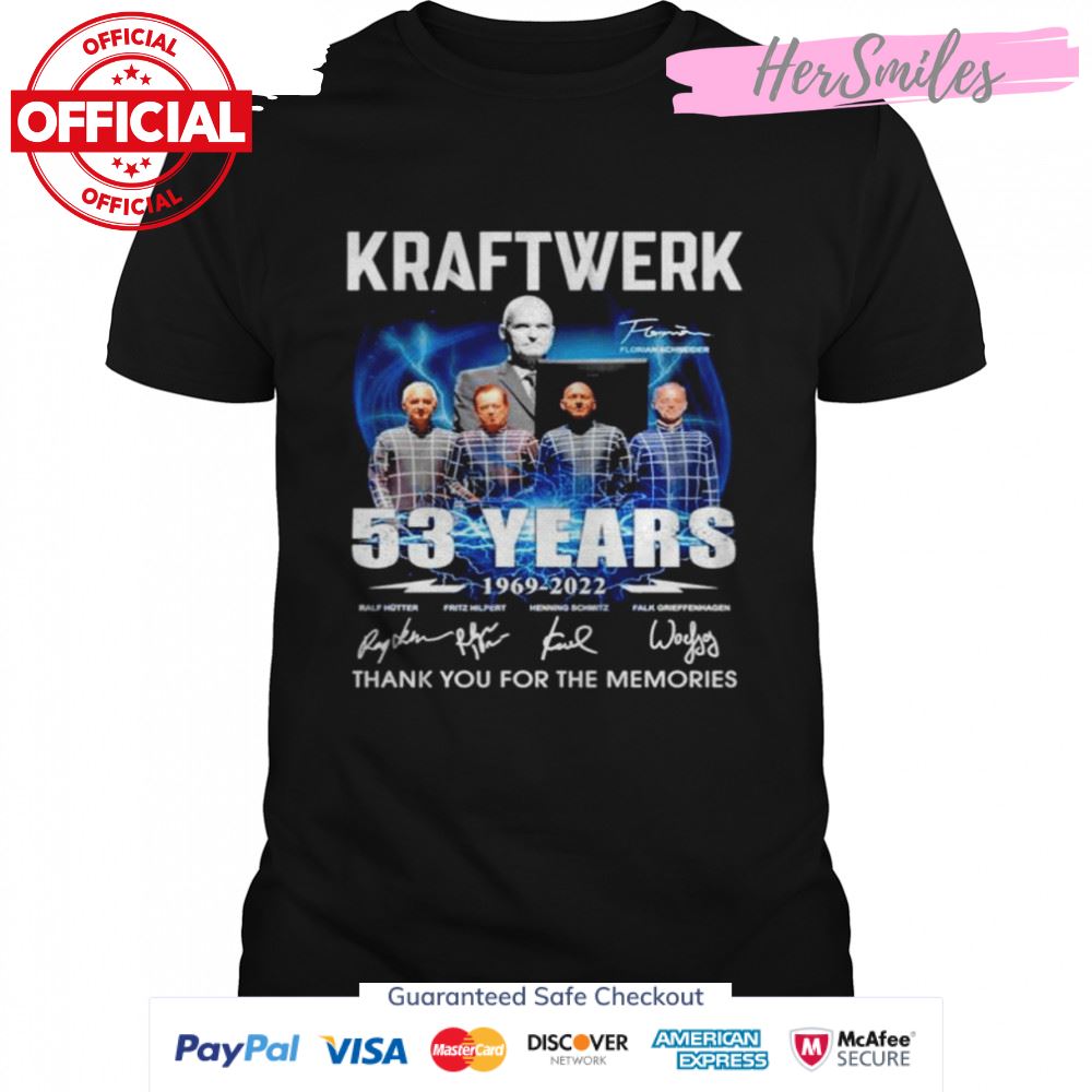 Kraftwerk 53 years 1969 2022 thank you for the memories signatures T-shirt