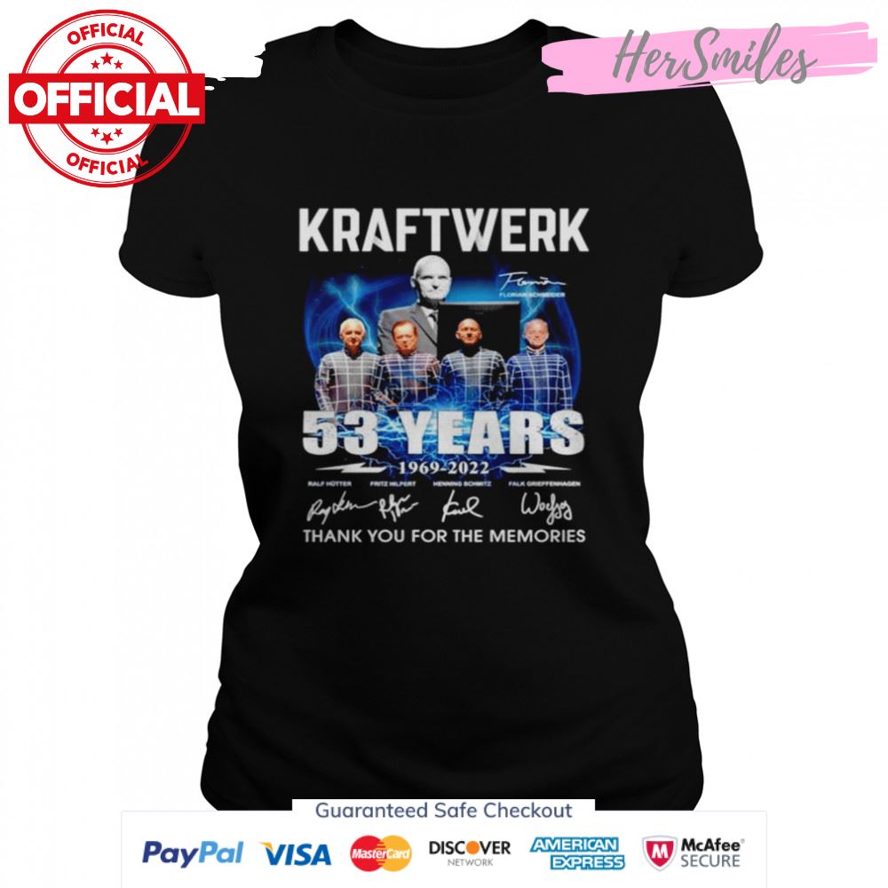 Kraftwerk 53 years 1969 2022 thank you for the memories signatures T-shirt