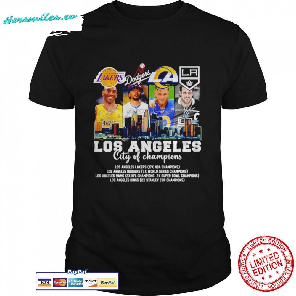 LOS ANGELES Los Angeles Lakers Los Angeles Dodgers Los Angeles Rams And Los Angeles Kings Signatures Shirt