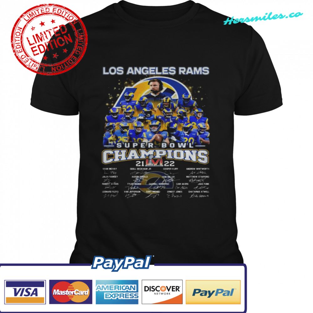 Los Angeles Rams Football Team Super Bowl Champions 2021-2022 Signatures Shirt