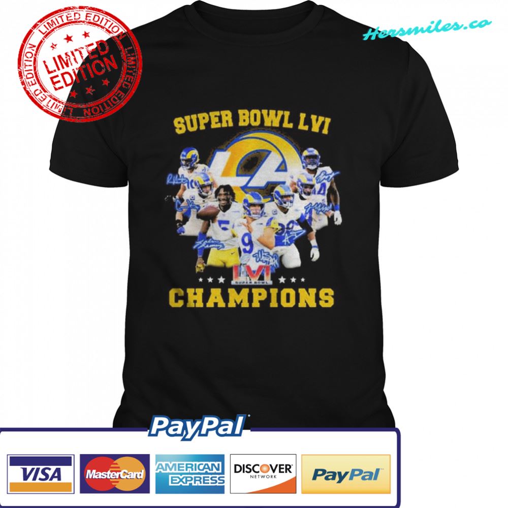 Los Angeles Rams Super Bowl Lvi Signatures Champions T-Shirt