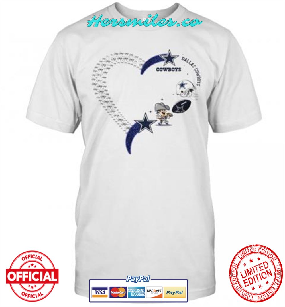 Love Dallas Cowboys Football Heart Diamond T-Shirt
