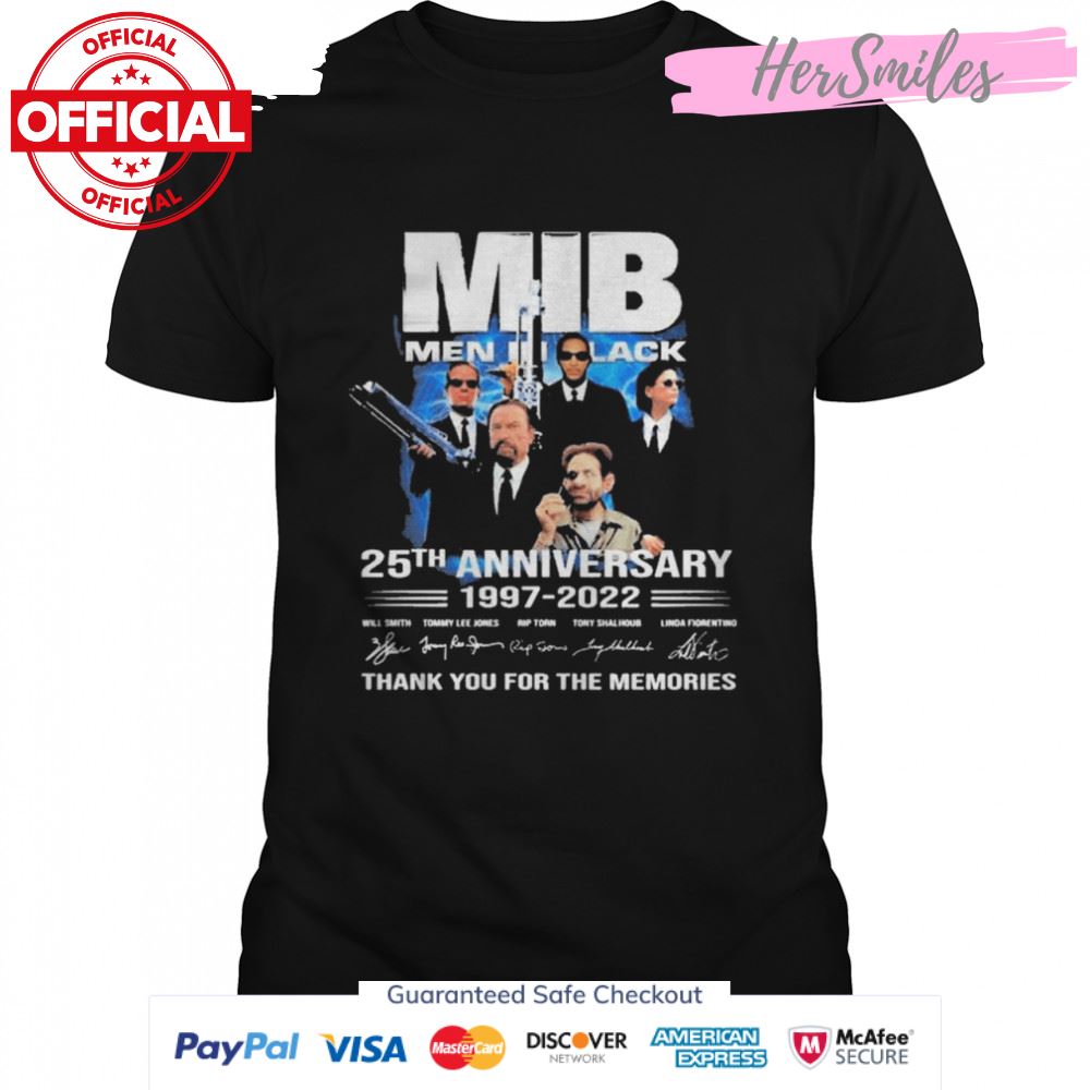 MIB Men In Black 25th anniversary 1997 2022 thank you for the memories signatures shirt