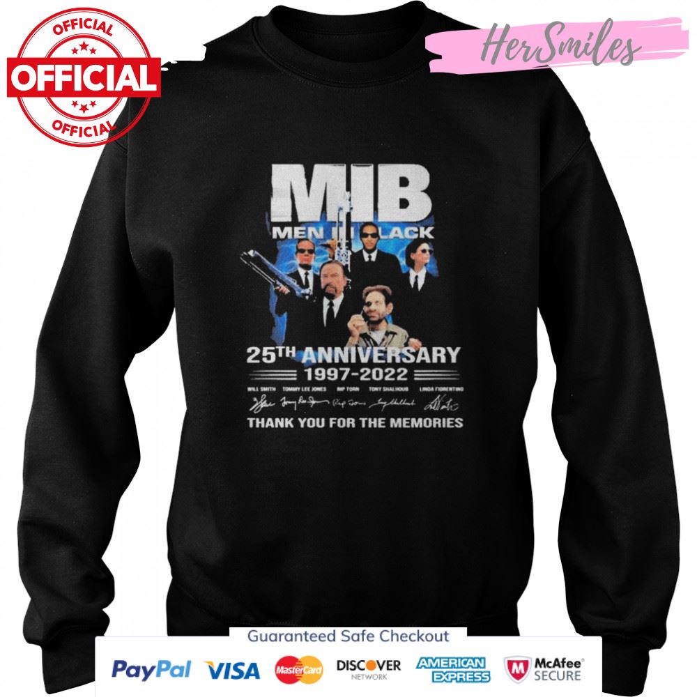 MIB Men In Black 25th anniversary 1997 2022 thank you for the memories signatures shirt