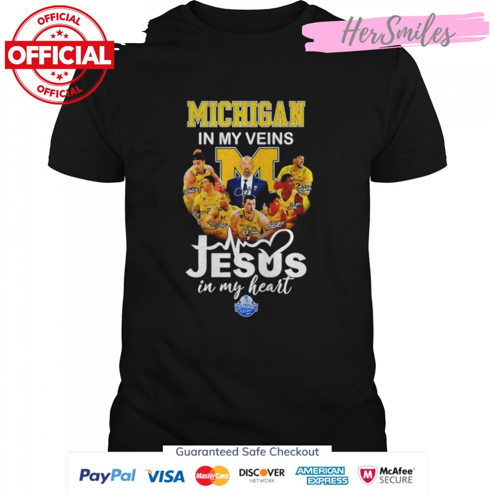 Michigan in my veins Jesus in my heart signatures shirt
