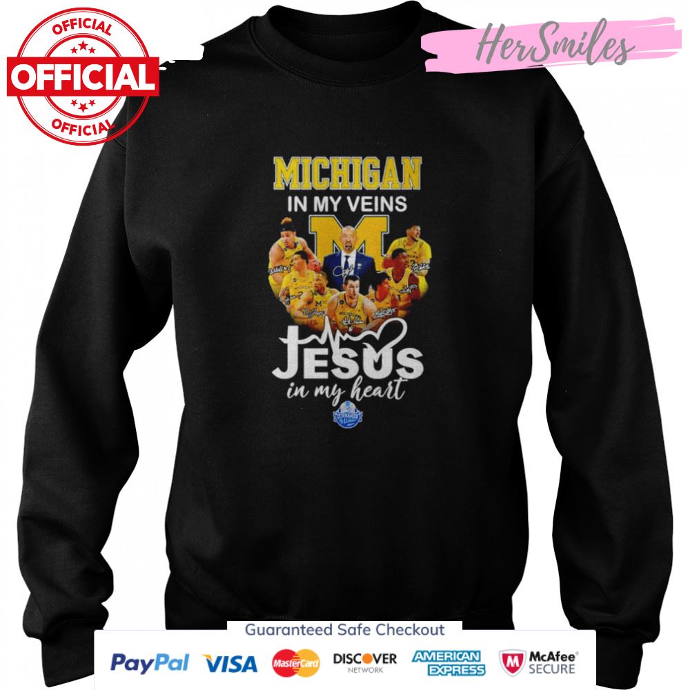 Michigan in my veins Jesus in my heart signatures shirt