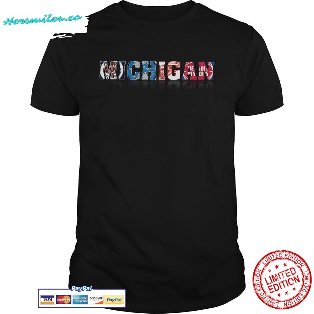 Michigan Sport Detroit Lions Detroit Red Wings Detroit Pistons Graphic T-Shirt
