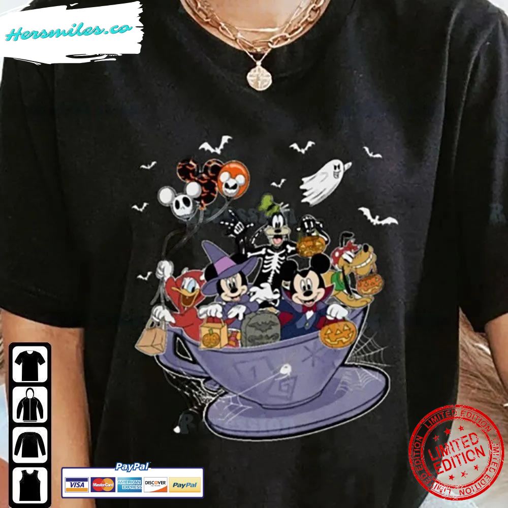 Mickey Minnie Pluto Goofy Donald Duck Shirt Mad Tea Party Tea Cups Halloween T-Shirt