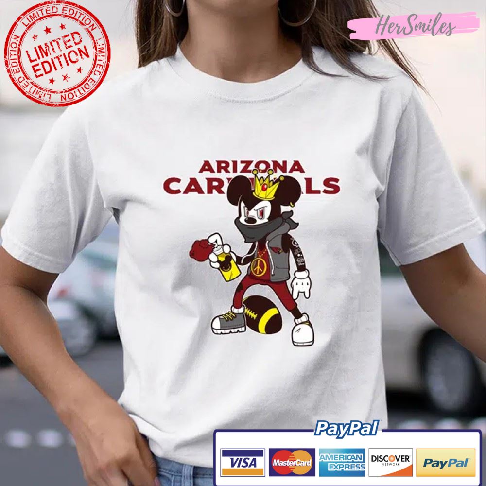 Mickey Peace Sign Arizona Cardinals T Shirt