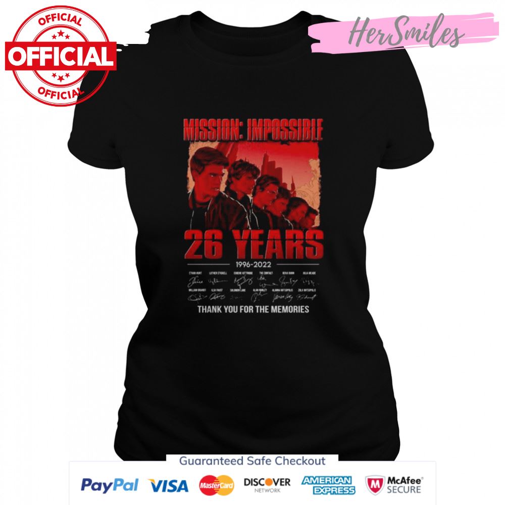 Mission Impossible 26 years 1996 2022 signatures thank you for the memories shirt