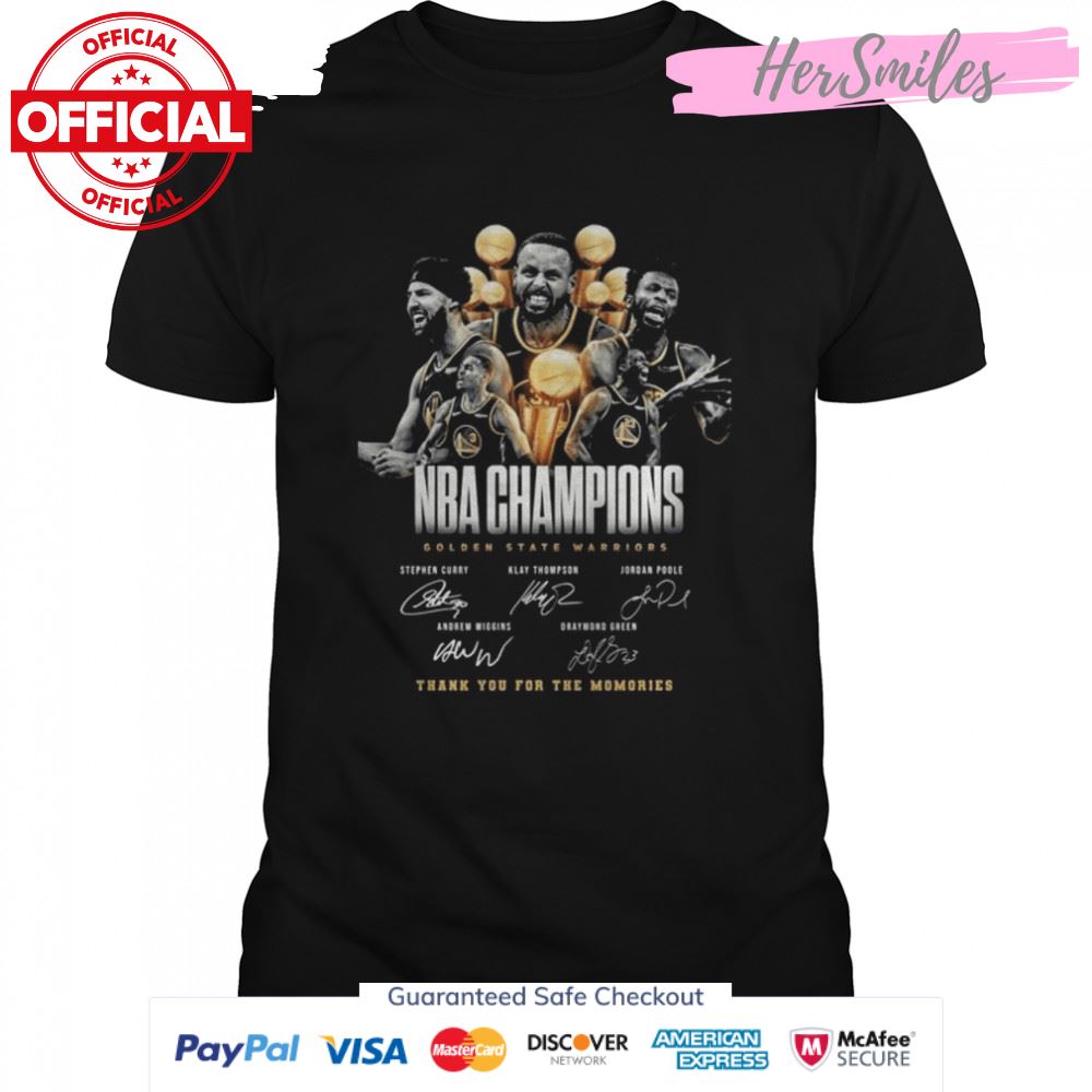 NBA Champions Golden State Warriors thank you for the memories signatures shirt