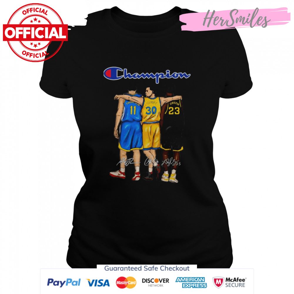 NBA Finals Stephen Curry Draymond Green And Klay Thompson Champion Signatures Shirt