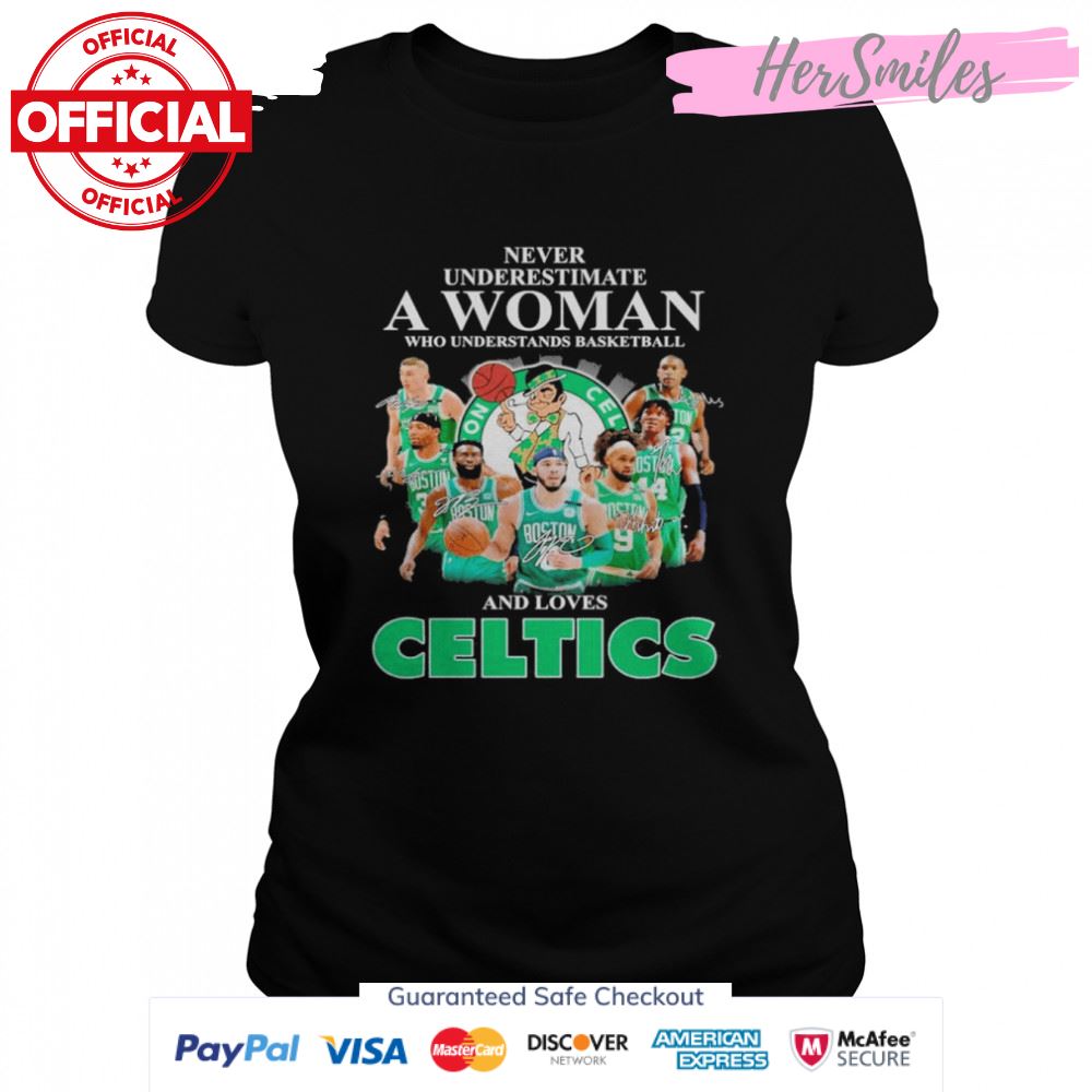 Never underestimate a Woman and loves Boston Celtics basketball 2022 signatures shirt Never underestimate a Woman and loves Boston Celtics basketball 2022 signatures shirt