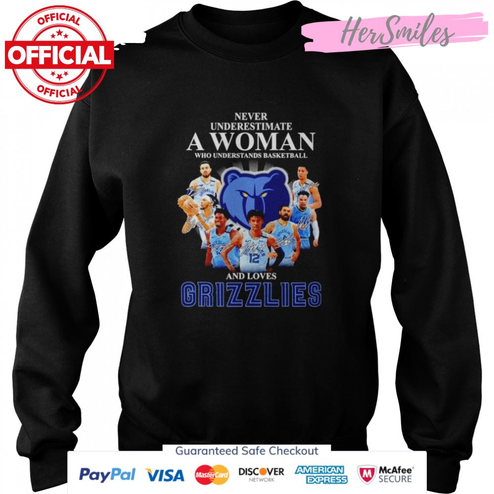Never underestimate a woman who understands basketball and loves Memphis Grizzlies signatures shirt Never underestimate a woman who understands basketball and loves Memphis Grizzlies signatures shirt