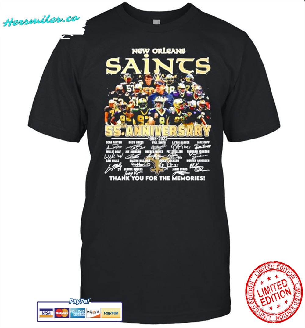 New Orleans Saints 55th anniversary thank you for the memories signatures shirt