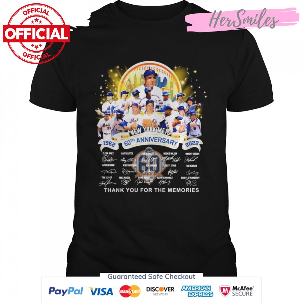 New York Mets Baseball 60th Anniversary 1962 2022 Signatures Thank You For The Memories Shirt