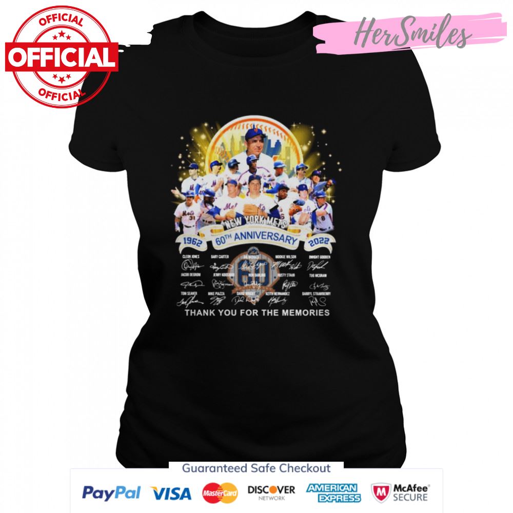 New York Mets Baseball 60th Anniversary 1962 2022 Signatures Thank You For The Memories Shirt