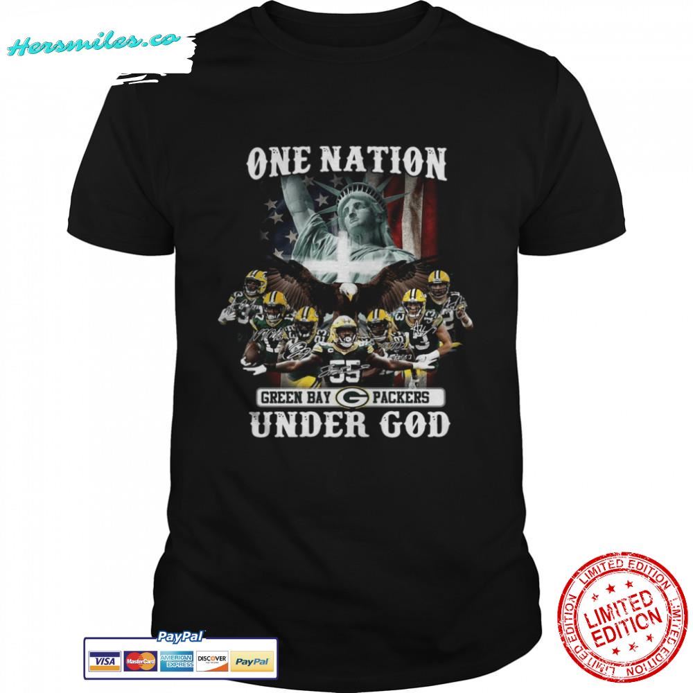 One Nation Green Bay Packers Under God Signature Graphic T-Shirt