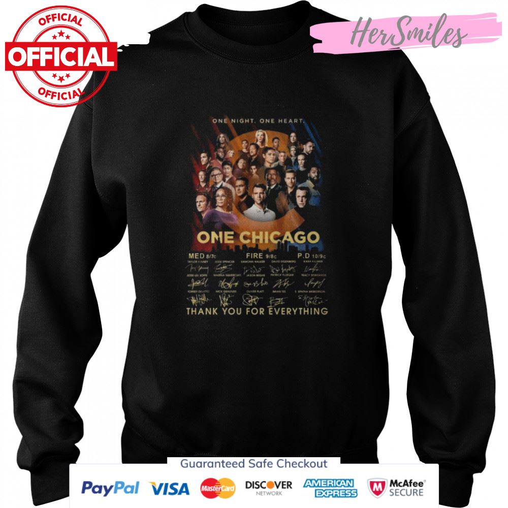 One Night One Heart One Chicago Signatures Thank You For Everything Shirt One Night One Heart One Chicago Signatures Thank You For Everything Shirt