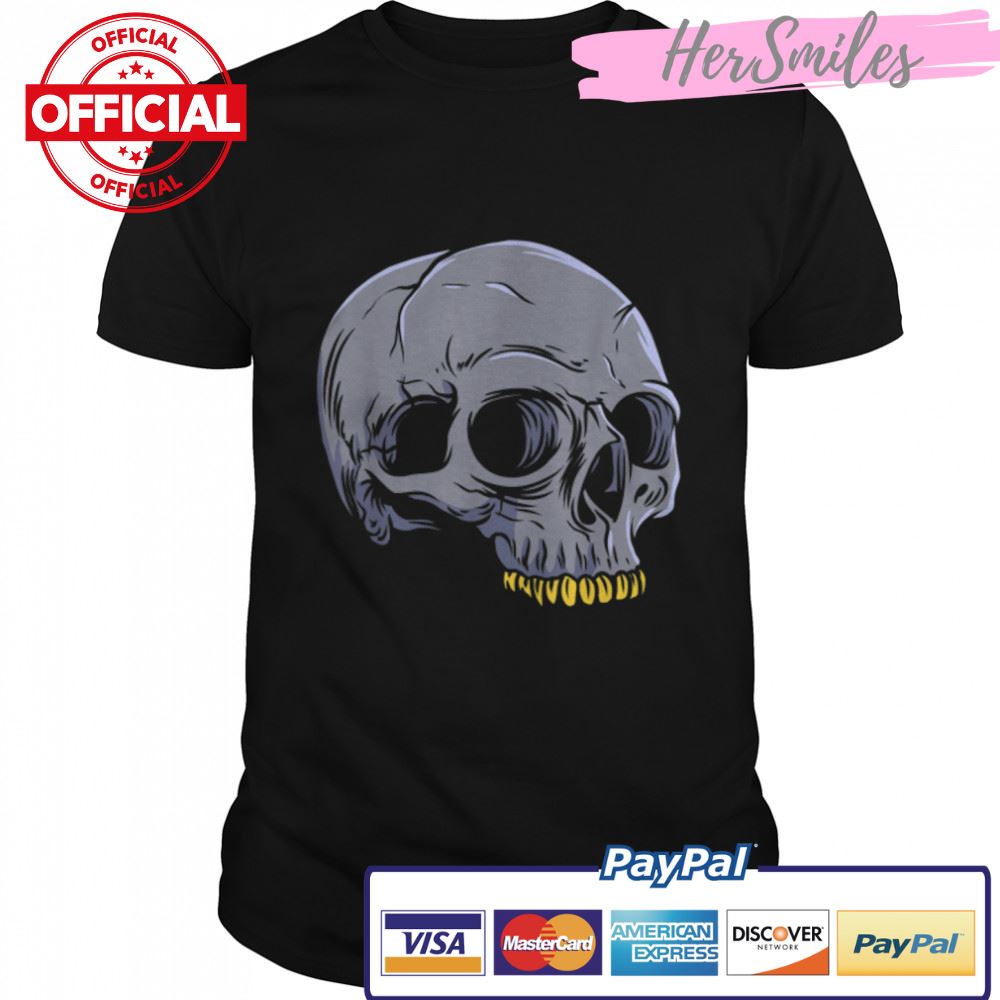 Pastel Goth Skull with Golden Teeth Halloween Emo Punk T-Shirt