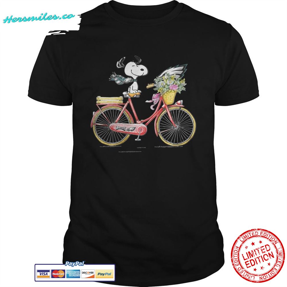 Philadelphia Eagles Snoopy riding a bicycle shirt