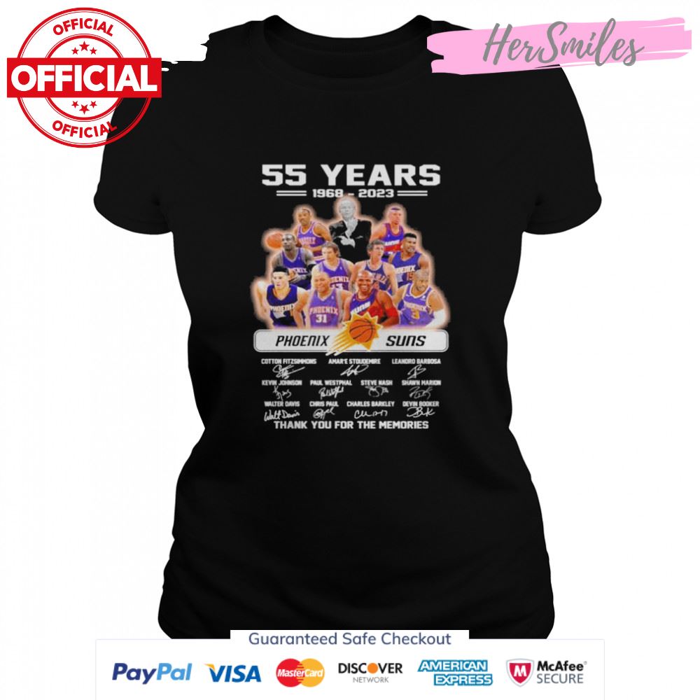 Phoenix Suns 55 years 1968 2023 thank you for the memories signatures shirt