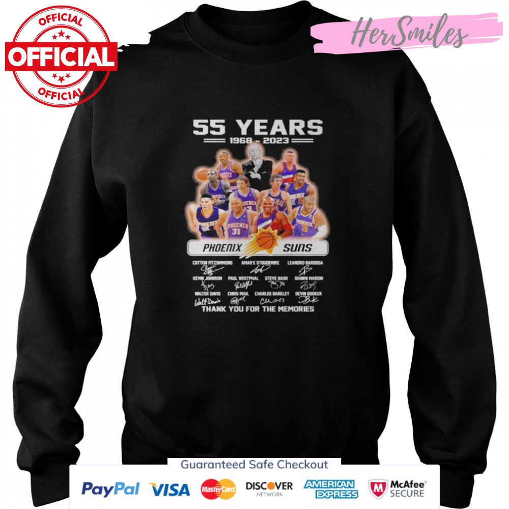 Phoenix Suns 55 years 1968 2023 thank you for the memories signatures shirt