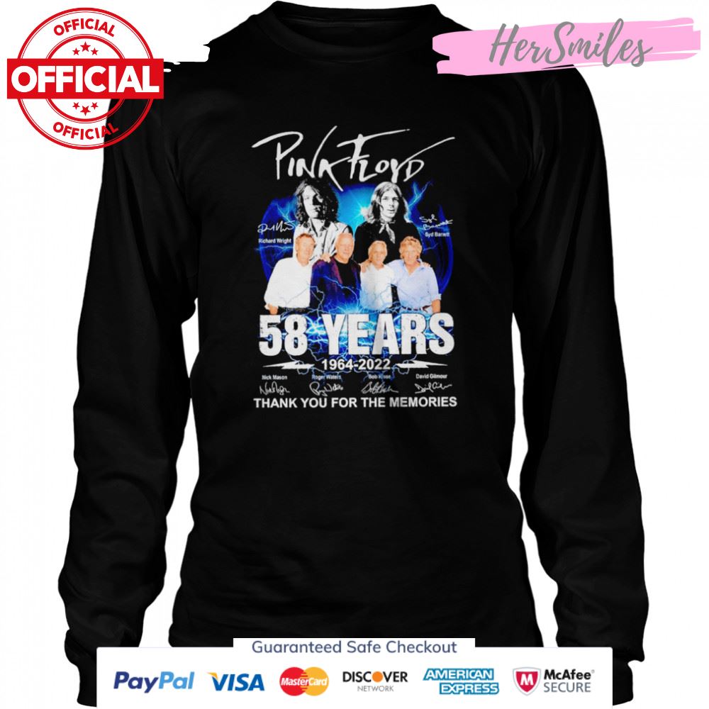 Pink Floyd 58 years 1964-2022 thank you for the memories signatures shirt Pink Floyd 58 years 1964-2022 thank you for the memories signatures shirt