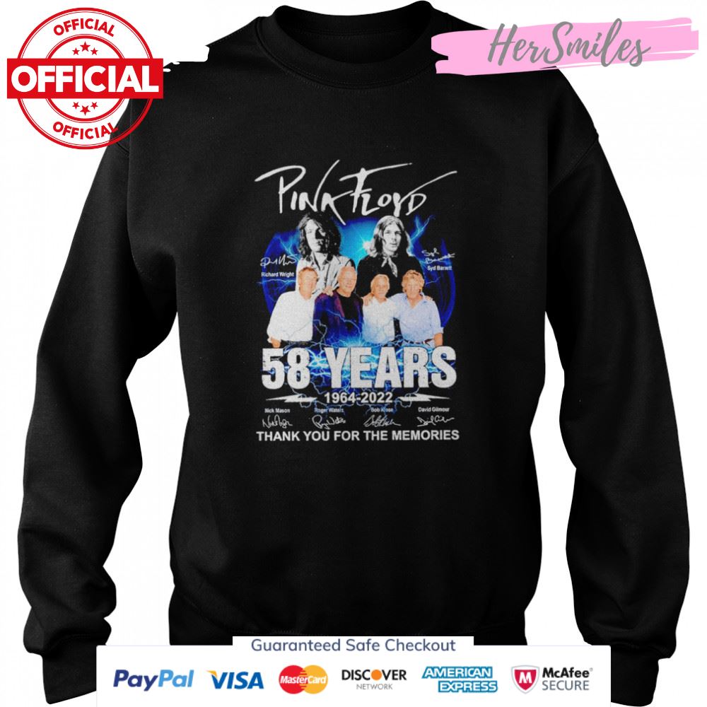 Pink Floyd 58 years 1964-2022 thank you for the memories signatures shirt Pink Floyd 58 years 1964-2022 thank you for the memories signatures shirt