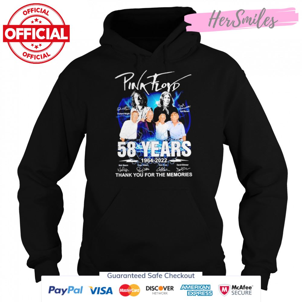 Pink Floyd 58 years 1964-2022 thank you for the memories signatures shirt Pink Floyd 58 years 1964-2022 thank you for the memories signatures shirt
