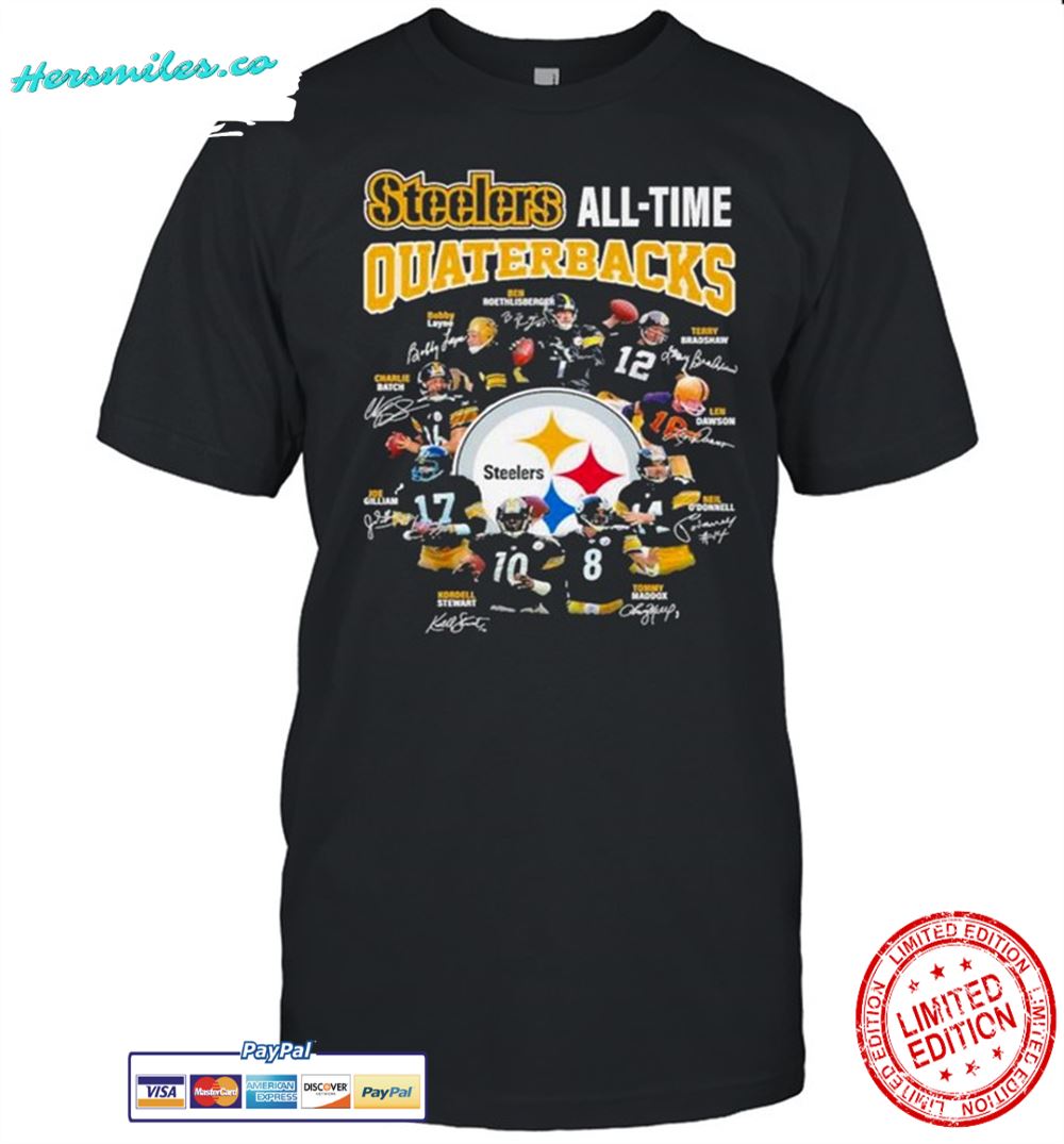 Pittsburgh Steelers All-Time Quarterbacks signatures shirt