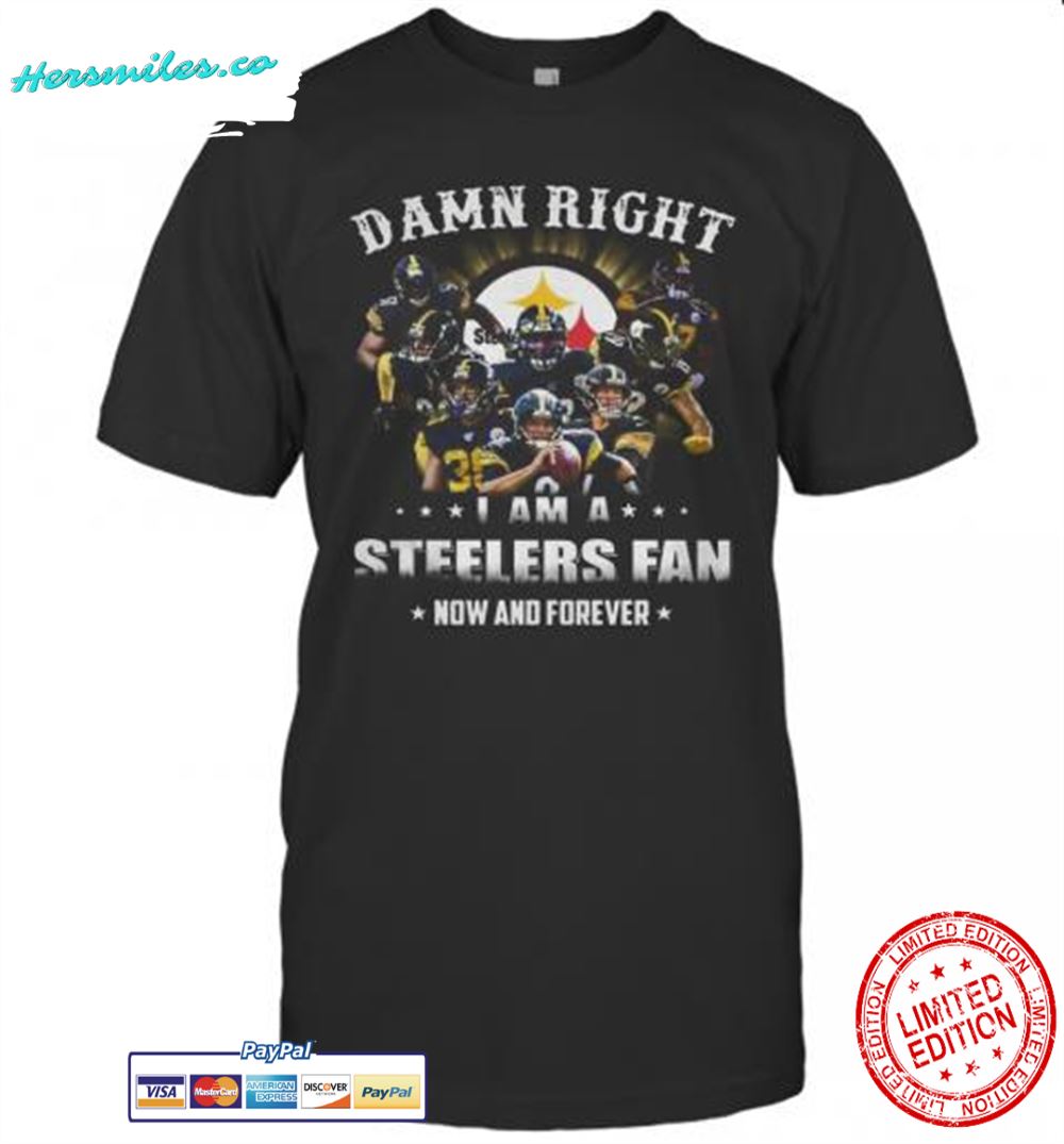 Pittsburgh Steelers Damn Right I Am A Steelers Fan Now And Forever T-Shirt