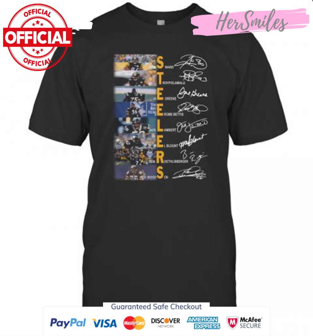Pittsburgh Steelers Hines Ward Troy Polamalu Joe Greene Signatures T-Shirt