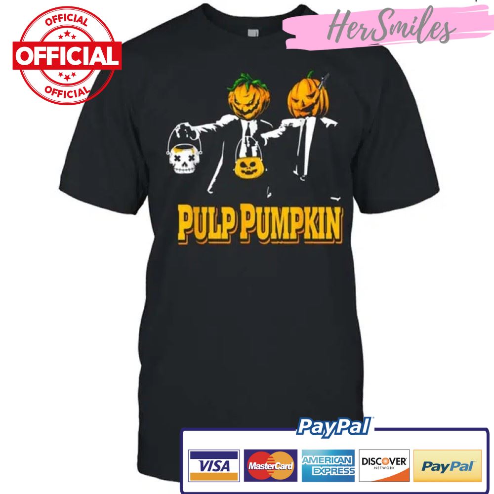 Pulp Pumpkin Movie Parody Scary Orange Halloween Hallowtine Shirt