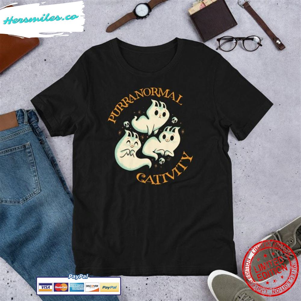 Purranormal Cativity Funny Halloween Costume Ghost Cats Gift Short-Sleeve Unisex T-Shirt