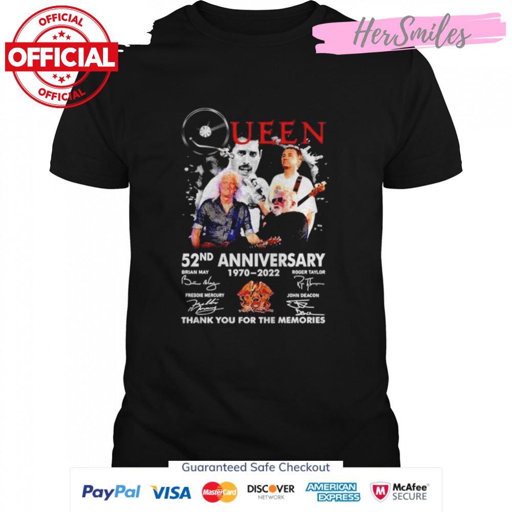 Queen 52ND Anniversary 1970 2022 thank you for the memories signatures T-shirt