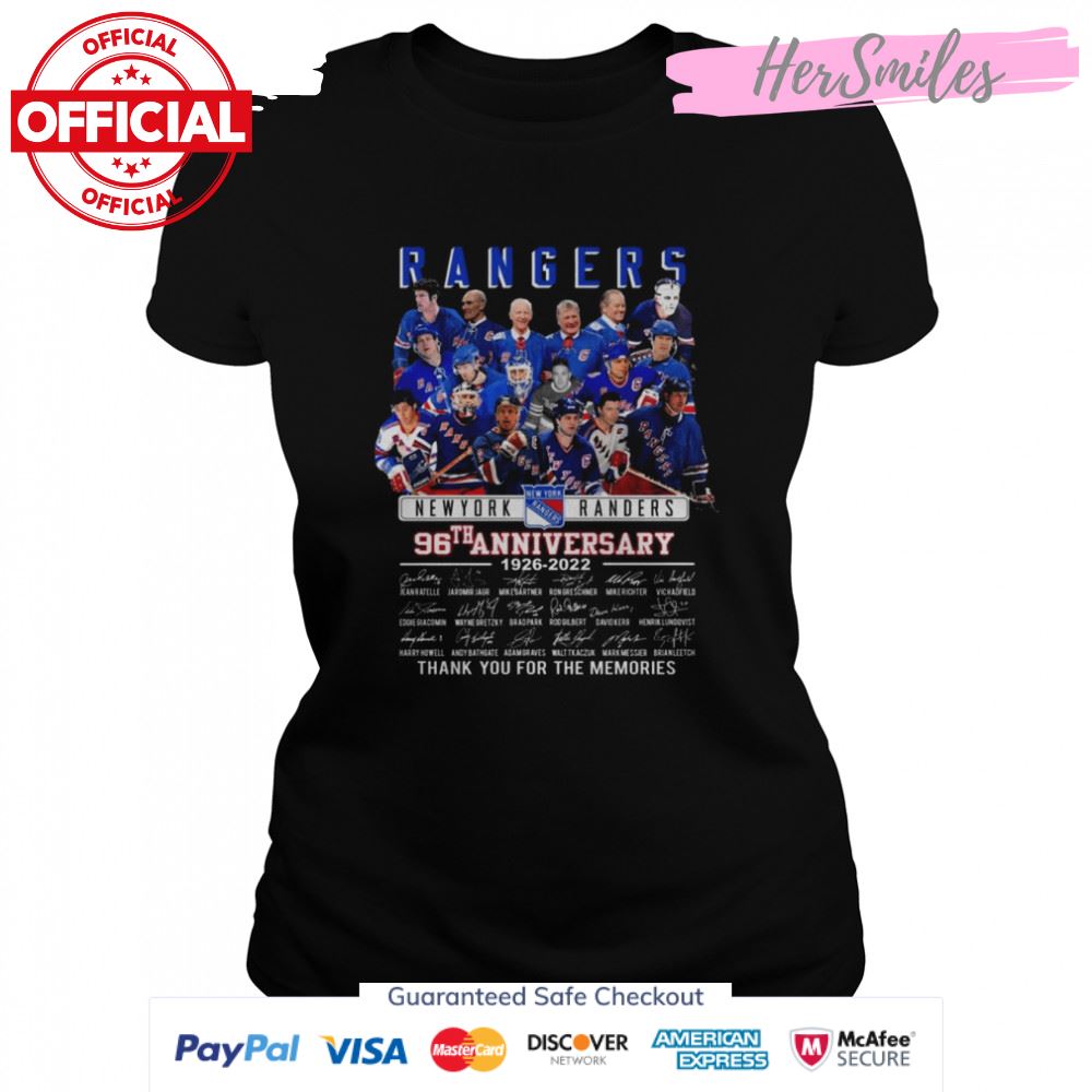 Rangers Hockey Teams 96th Anniversary 1926 2022 Signatures Thank You For The Memories Shirt