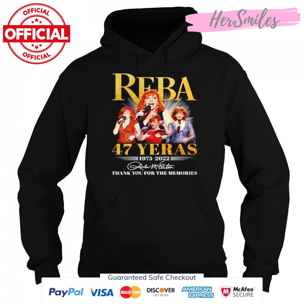 Reba 47 years 1975 2022 thank you for the memories signature T-shirt