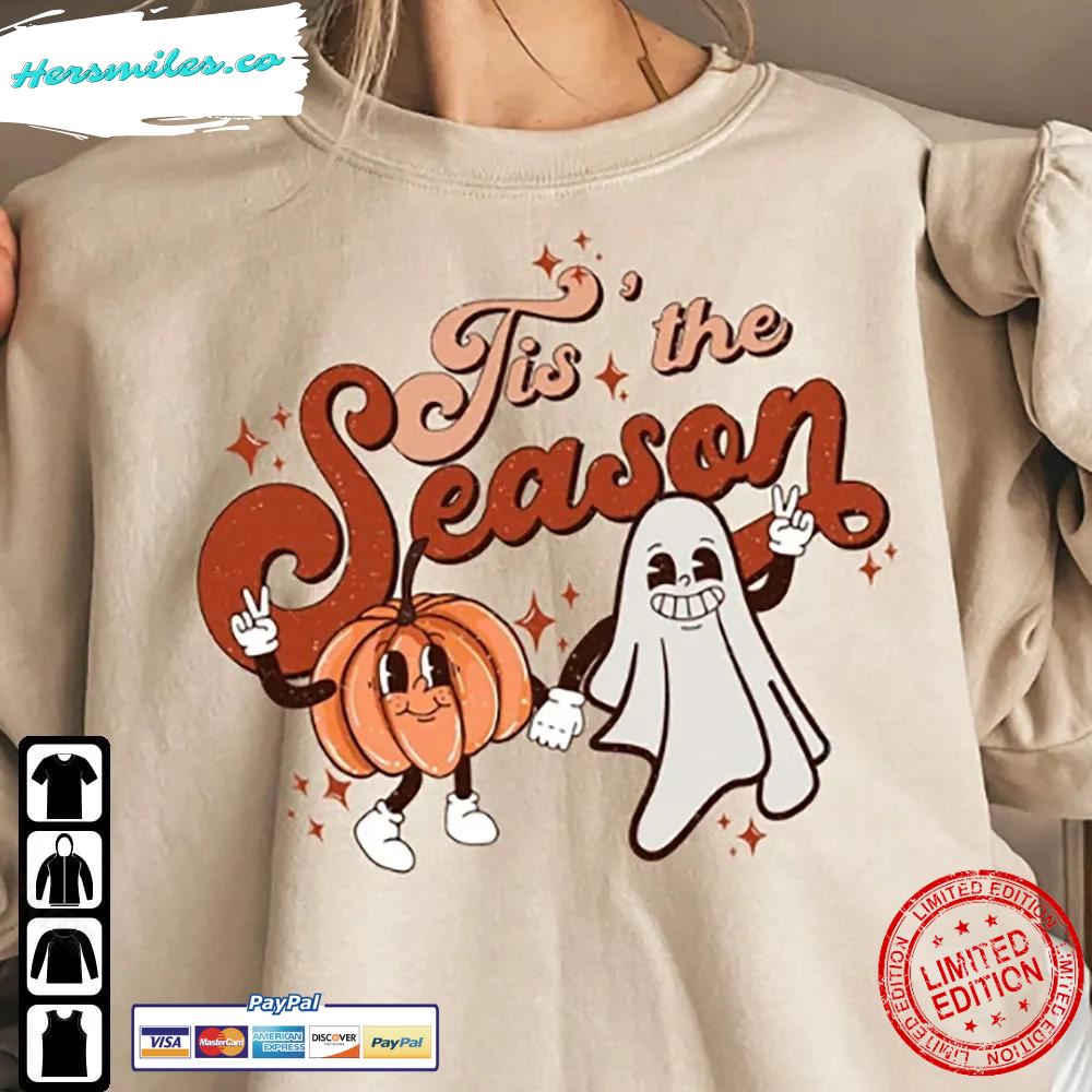 Retro Tis The Season Sweatshirt Halloween Ghost Pumpkin Shirt T-Shirt